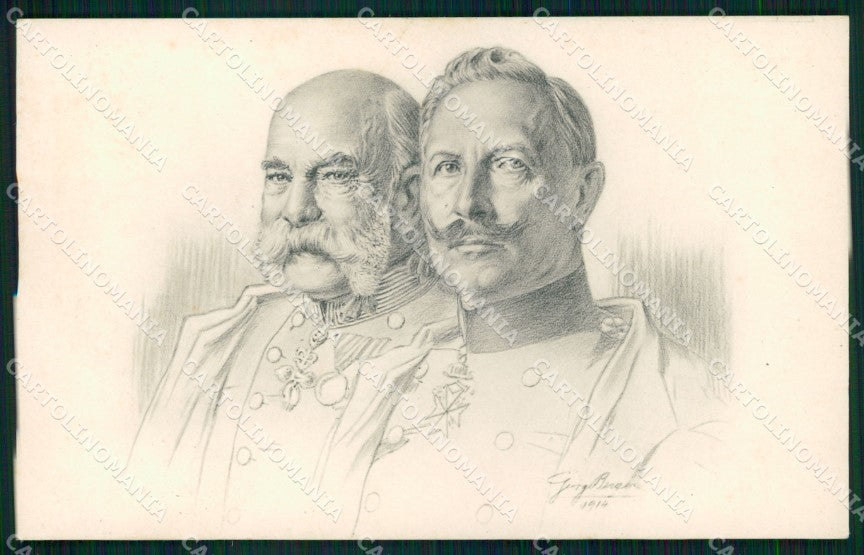 Reali Royalty Kaiser Wilhelm II Franz Joseph cartolina XB7282 – fronte