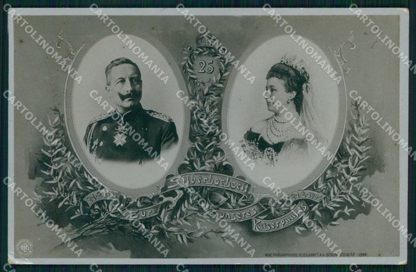 Royalty Kaiser Wilhelm II Auguste Viktoria Silberhochzeit Photo cartolina XB7285 – fronte