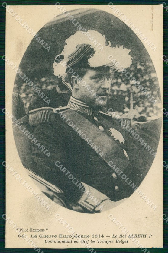 Reali Royalty Belgio Belgique Roi Albert I FORI HOLES Photo cartolina XB7291 – fronte