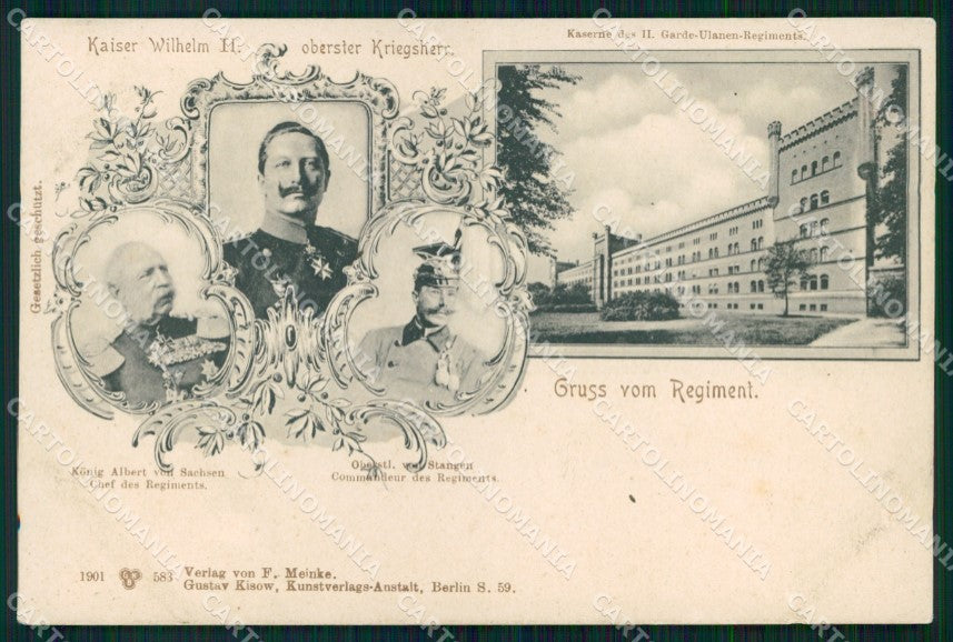 Reali Royalty Kaiser Wilhelm II Gruss vom Regiment cartolina XB7295 – fronte