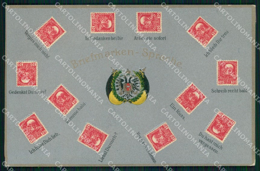 Filatelia Francobolli Austriaci Heller Briefmarken Spache cartolina XB7299 – fronte