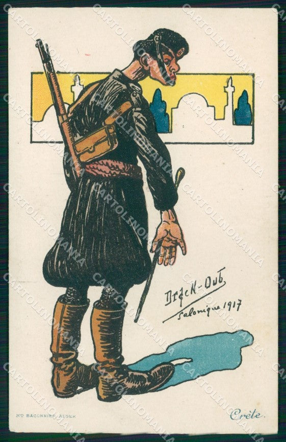 Artist Signed Illustratori Drack Oub Alger Crete Soldier PIEGA cartolina XB7403 – fronte