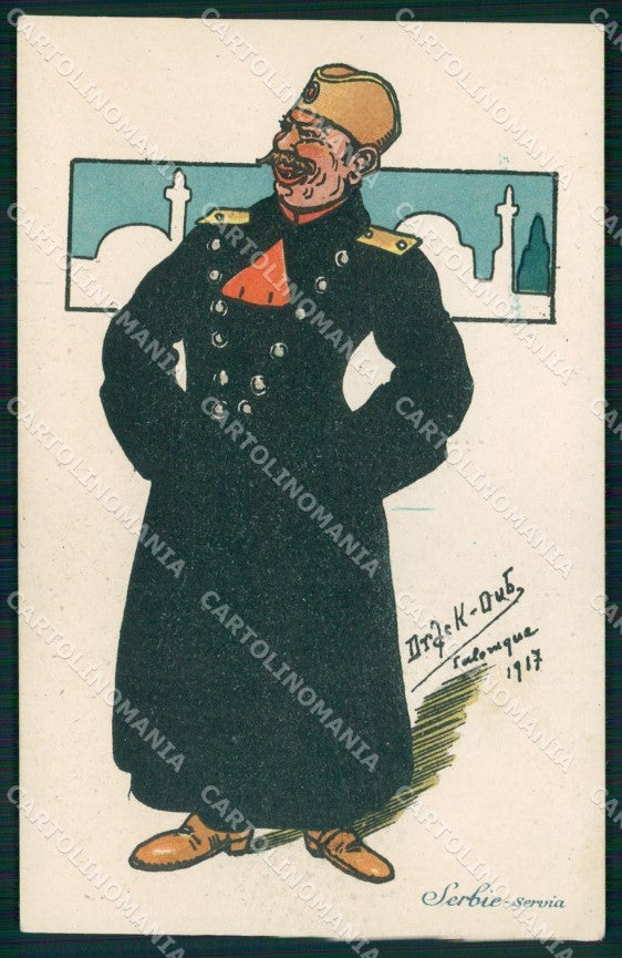 Artist Signed Drack Oub Alger Serbie Serbia Soldier cartolina XB7406 – fronte