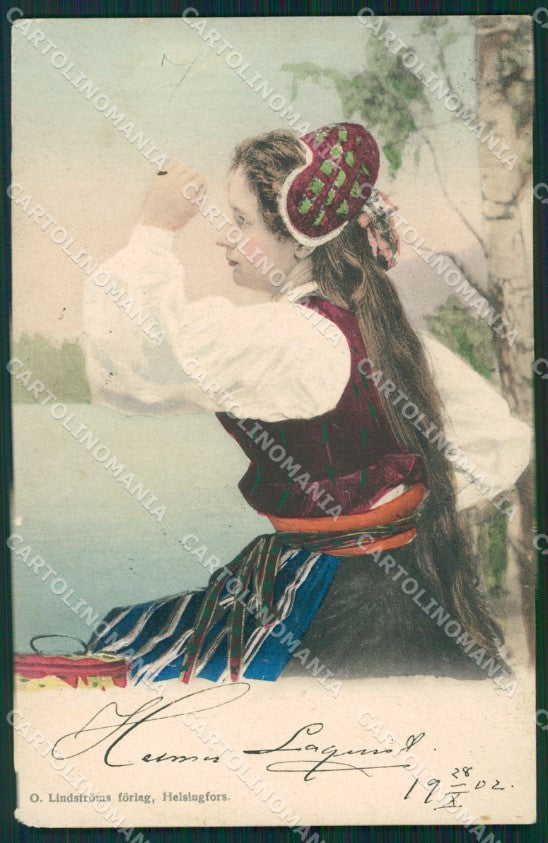 Finland Russia Helsinki Types Russian Stamp ABRADED postcard XC0311 – fronte