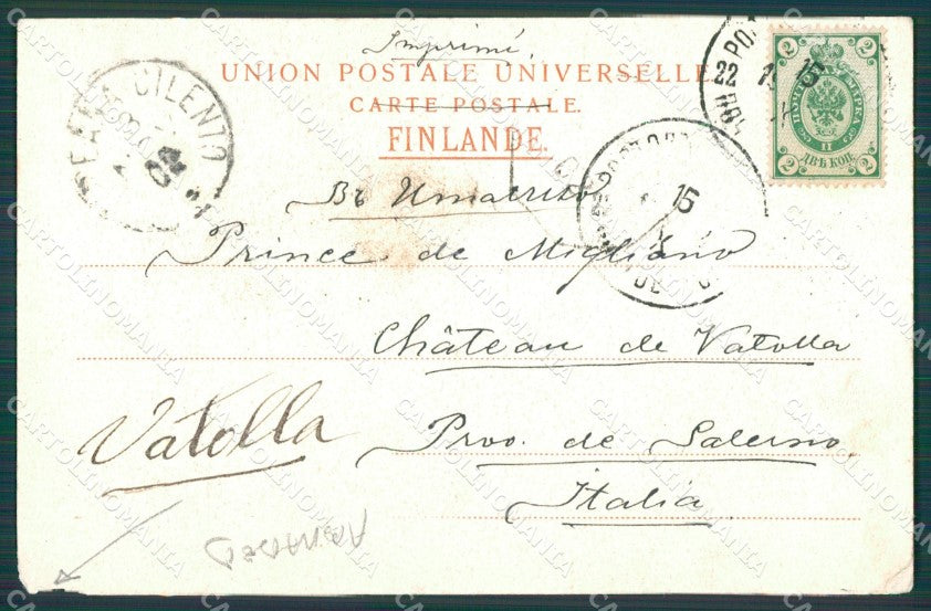 Finland Russia Helsinki Types Russian Stamp ABRADED postcard XC0311 – retro