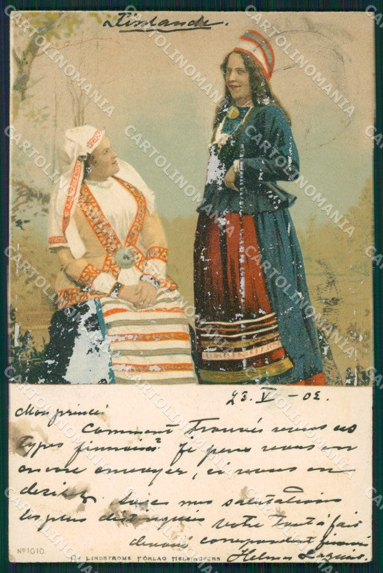 Finland Russia Helsinki Types Russian Stamp ABRADED postcard XC0312 – fronte