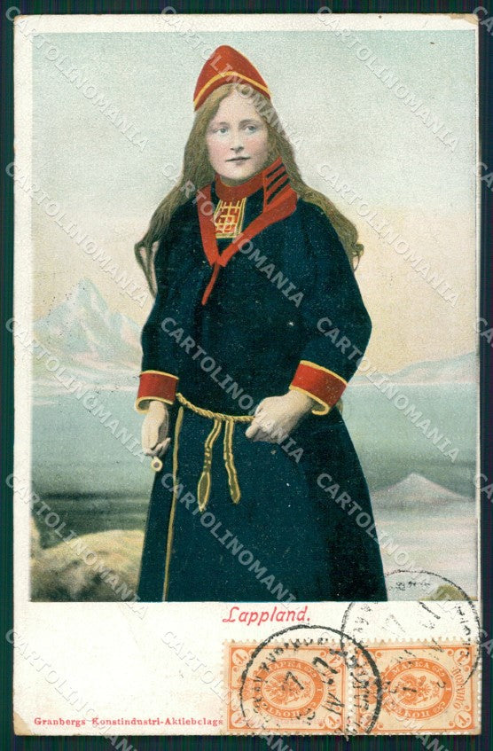 Finland Russia Lappland Types Russian Stamp postcard XC0326 – fronte