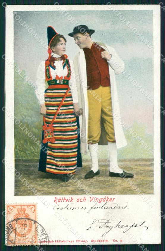 Finland Russia Lappland Types Russian Stamp postcard XC0328 – fronte