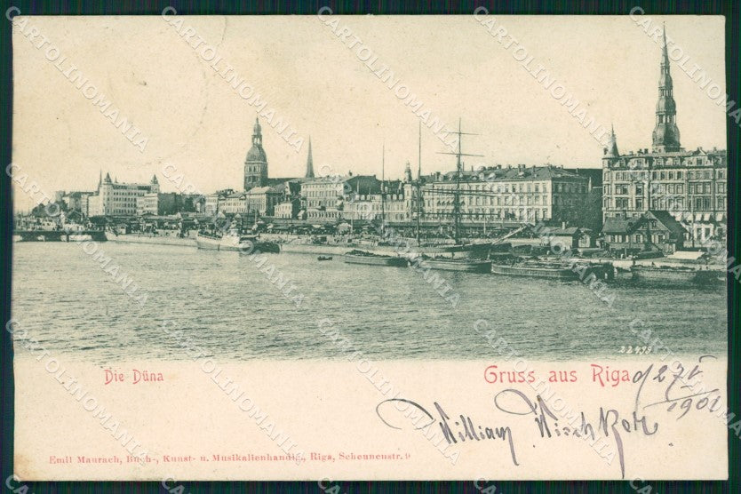 Lettonia Latvia Riga Russia Russian Stamp CORNER CREASE TEAR postcard XC0398 – fronte