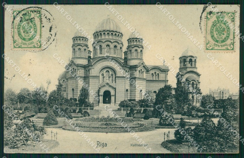 Lettonia Latvia Riga Russia Russian Stamp postcard XC0430 – fronte