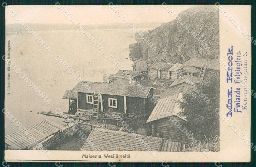Finland Russia Maisema Wesijarvelta Russian Stamp CREASED postcard XC0572 – fronte