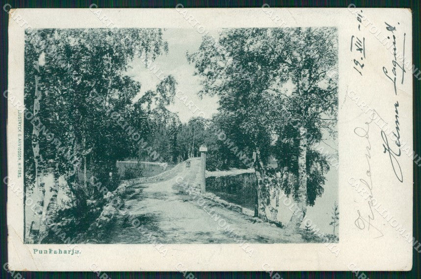 Finland Russia Punkaharju Punkuharju Russian Stamp CREASED postcard XC0598 – fronte
