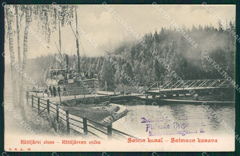 Finland Russia Saimaan Kanava Rattijarven Russian Stamp postcard XC0698 – fronte