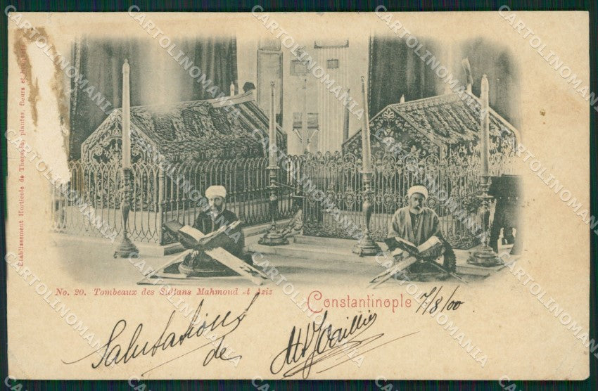 Turkey Constantinople ABRADED CORNER CREASES Turkish Stamp postcard XC0898 – fronte