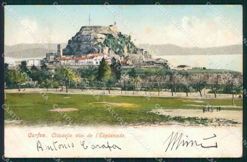 Greece Corfu Corfou CORNER CREASES Greek Stamp postcard XC0985 – fronte