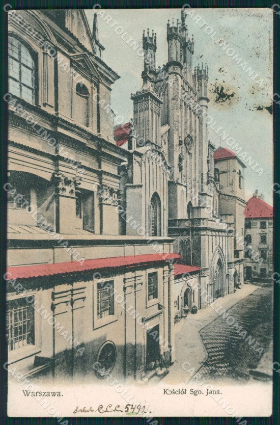Poland Warszawa Russian Stamp TEAR SOFT CORNER CREASE postcard XC1047 – fronte