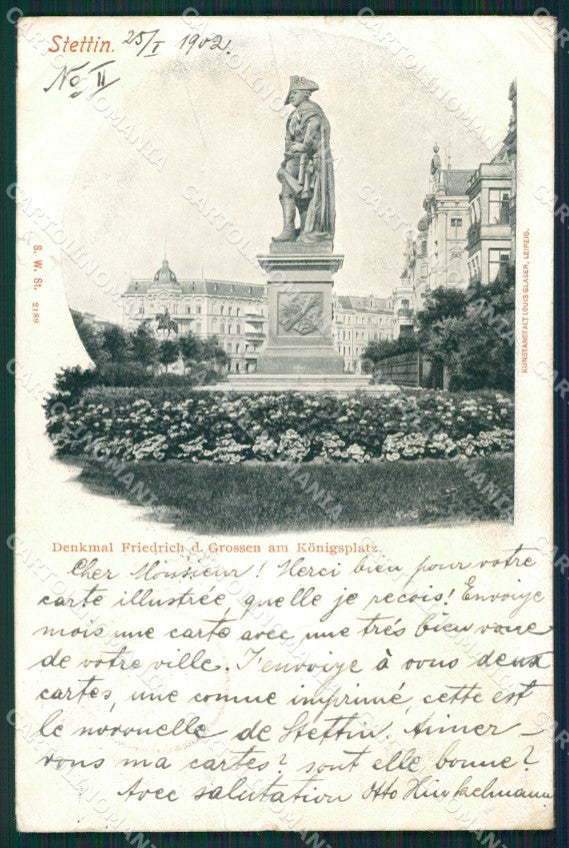Poland Szczecin Stettin German Stamp postcard XC1112 – fronte