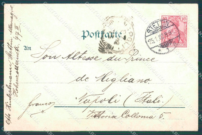 Poland Szczecin Stettin German Stamp postcard XC1112 – retro