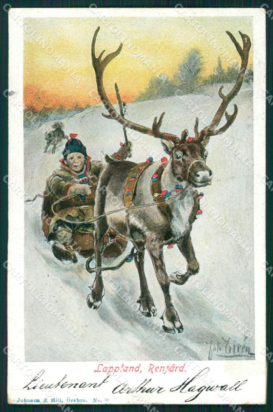 Norge Norway Lapland Signed CORNER CREASE postcard XC1157 – fronte