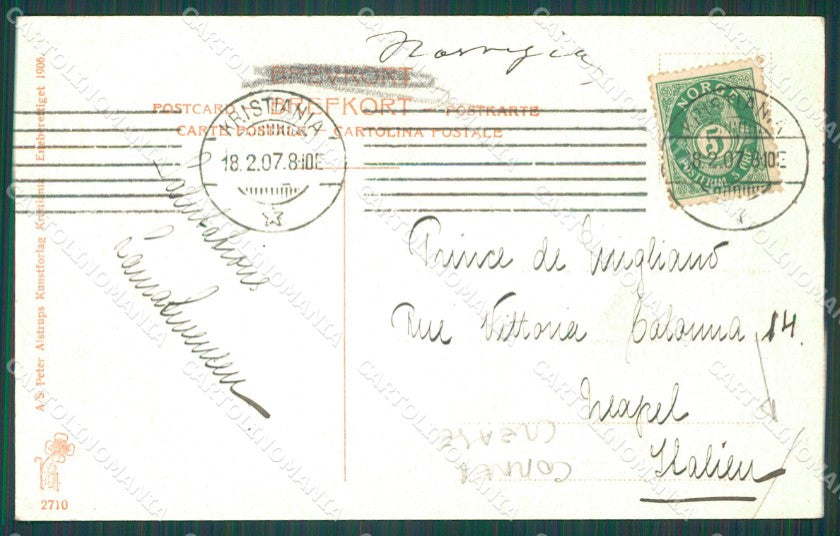 Norge Norway Oslo Christiania Stamp CORNER CREASE postcard XC1172 – retro