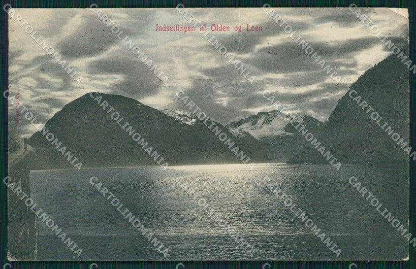 Norge Norway Olden Loen Jndseilingen Stamp CORNER CREASES postcard XC1173 – fronte