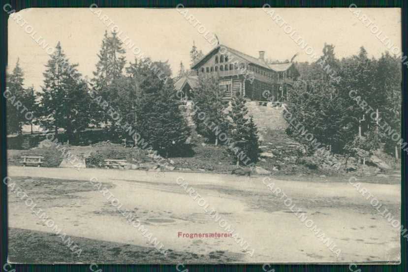 Norge Norway Oslo Frognerseteren Stamp ABRADED postcard XC1176 – fronte