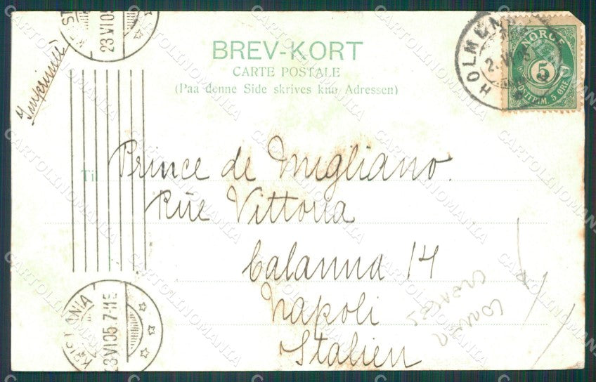 Norge Norway Oslo Christiania Stamp CORNER CREASES postcard XC1214 – retro