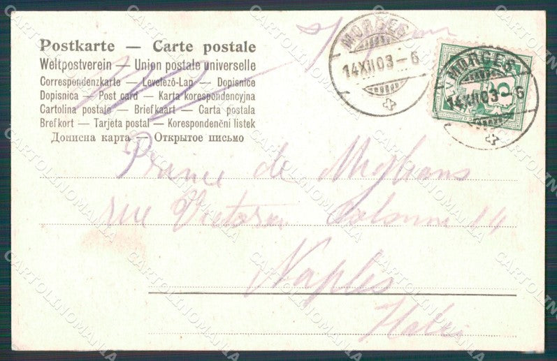 Swiss Morge Stamp postcard XC1231 – retro