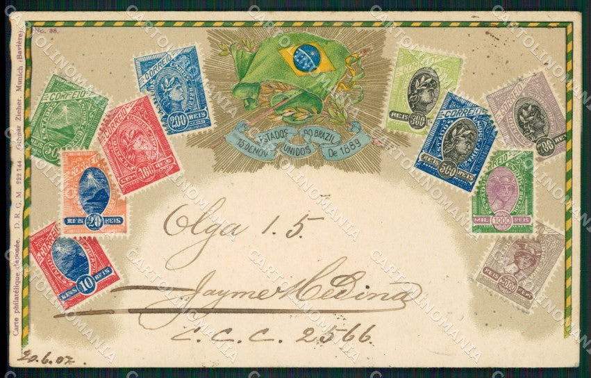 Brazil Reis Correio Reliefe Stamp postcard XC1510 – fronte