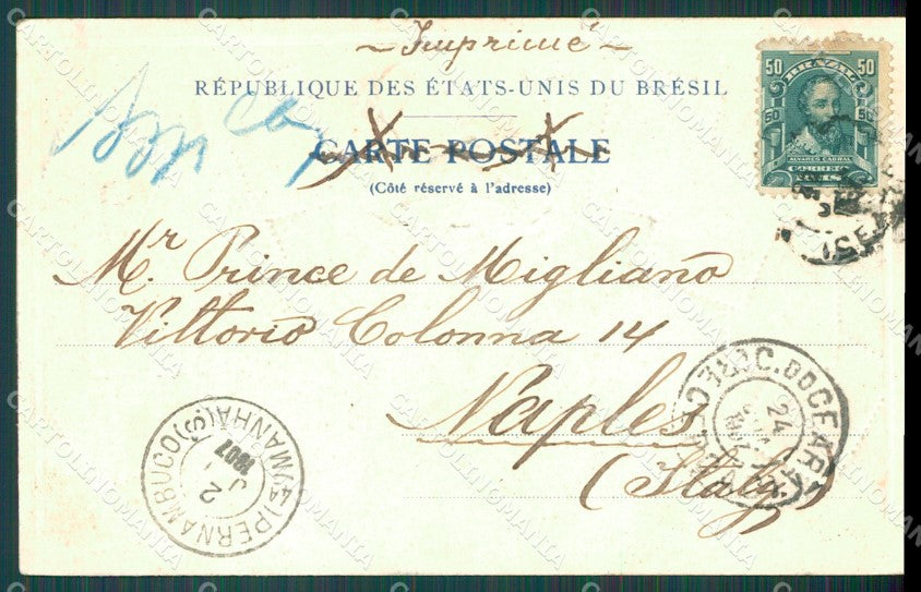 Brazil Reis Correio Reliefe Stamp postcard XC1510 – retro