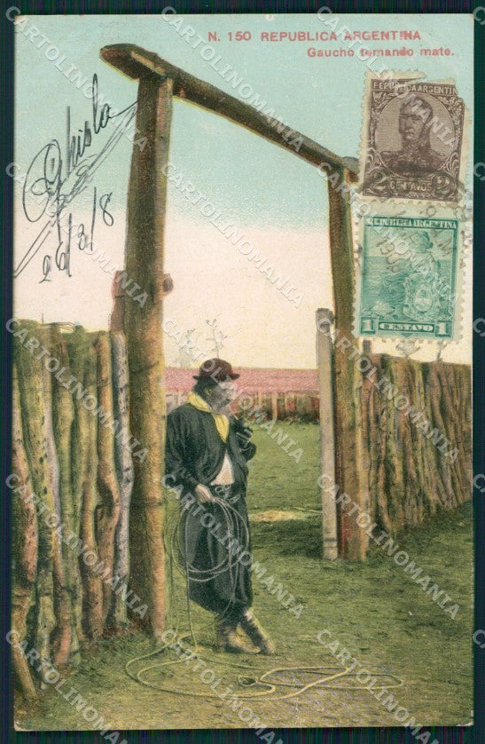 Argentina Gaucho Tomado mate postcard XC1908 – fronte