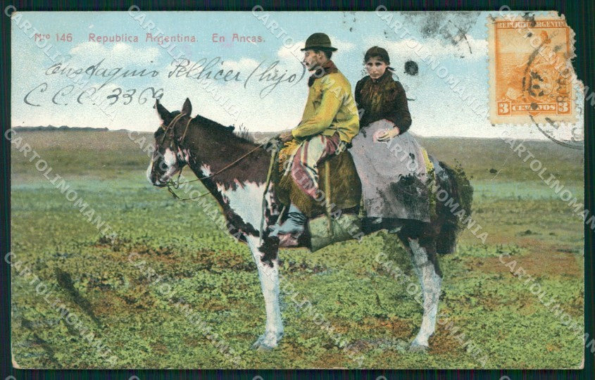 Argentina En Ancas Ethnic ABRADED postcard XC1911 – fronte