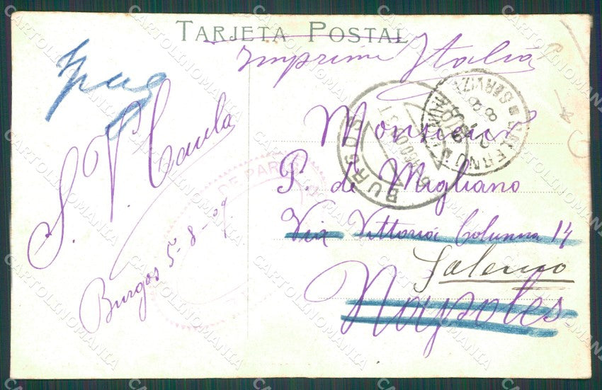 Spagna Espana Burgos Castilla Leon CORNER CREASE TEAR tarjeta postcard XC2092 – retro