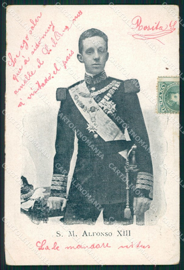 Spagna Espana Spanish Royalty Rey Alfonso XIII CORNER CREASE postcard XC2810 – fronte