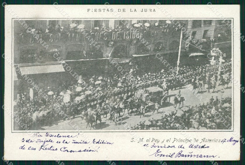 Spagna Espana Spanish Royalty Asturias Fiestas La Jura tarjeta postcard XC2812 – fronte