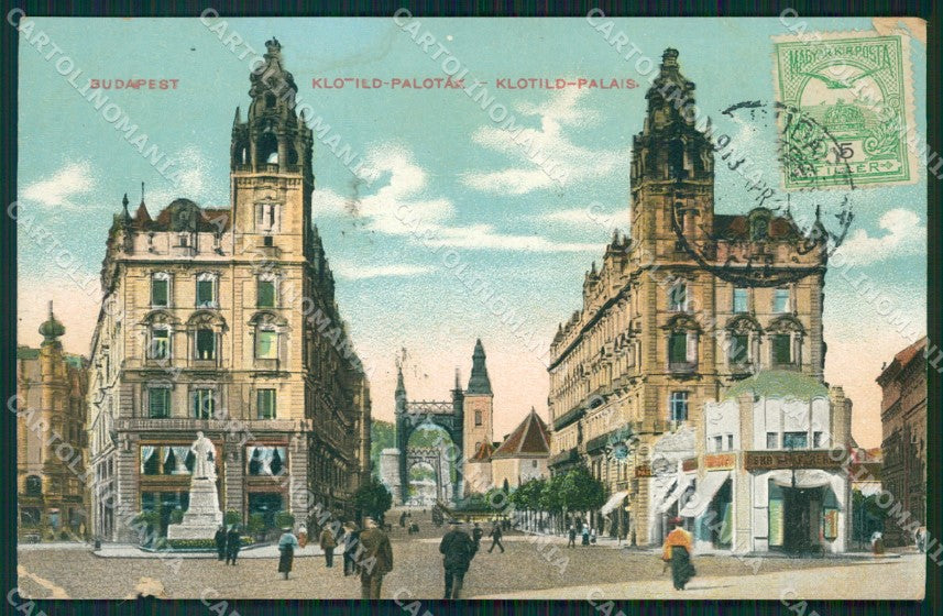 Hungary Ungheria Budapest Klotild Palotak TEAR CORNER CREASE postcard XC2880 – fronte