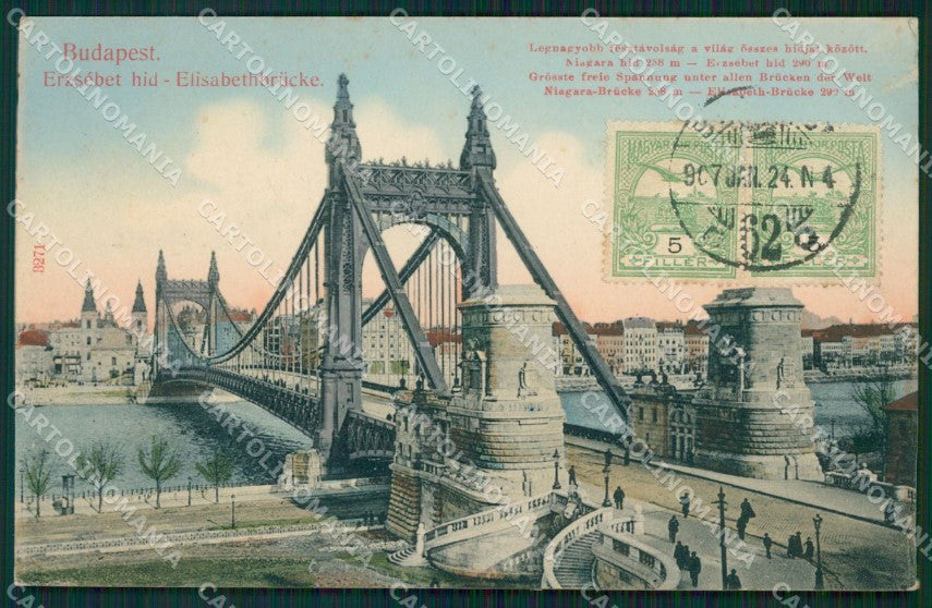 Hungary Ungheria Budapest Erzsebet hid postcard XC2898 – fronte