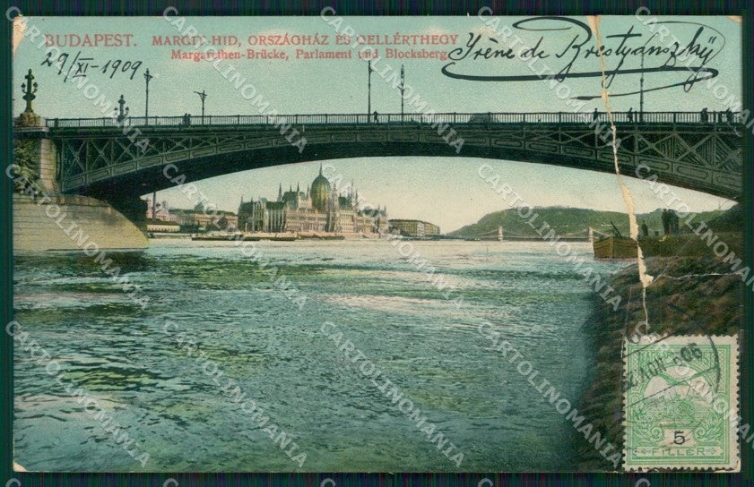 Hungary Ungheria Budapest Margit Hid CREASED postcard XC2935 – fronte