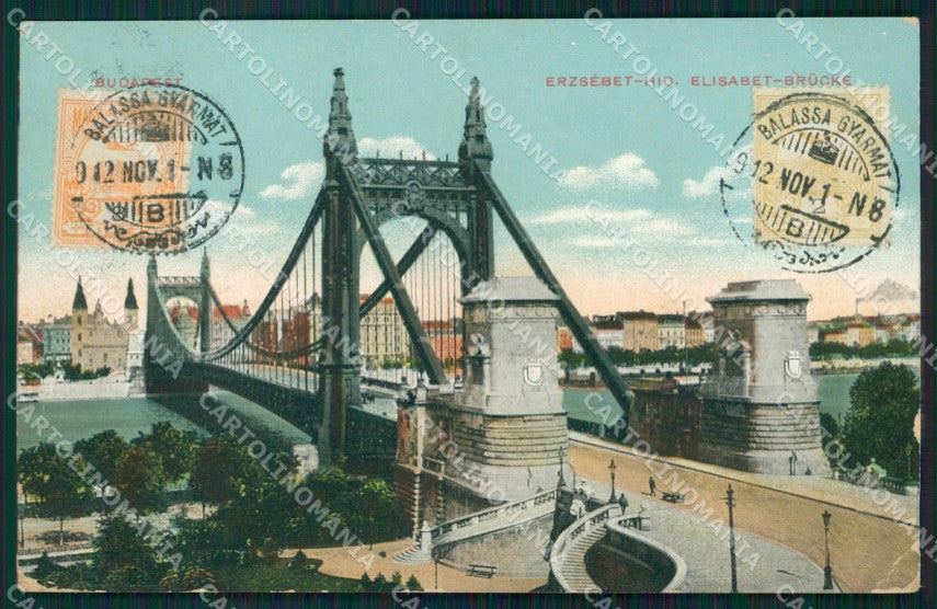 Hungary Ungheria Budapest Erzsebet hid CORNER CREASE postcard XC3046 – fronte