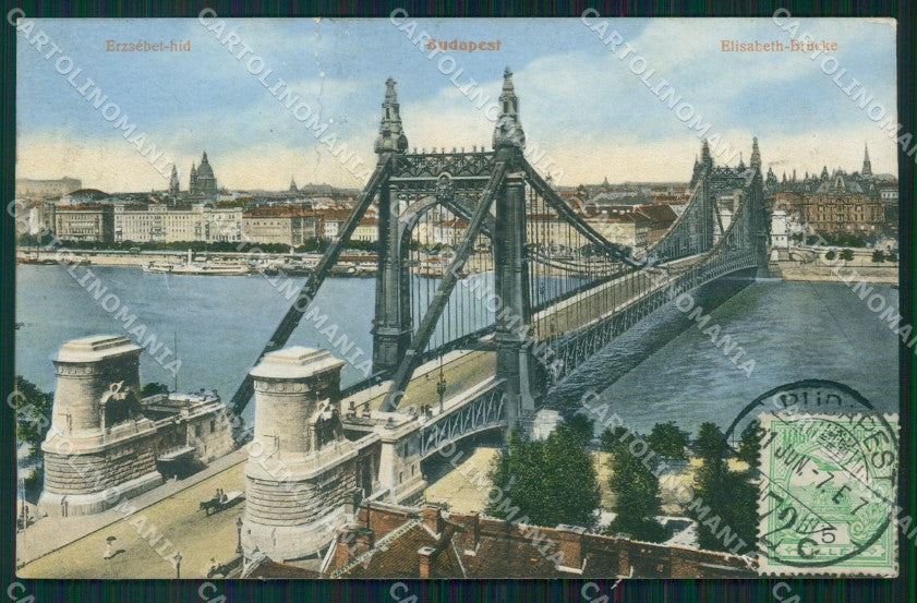 Hungary Ungheria Budapest Erzsebet hid CREASED postcard XC3047 – fronte