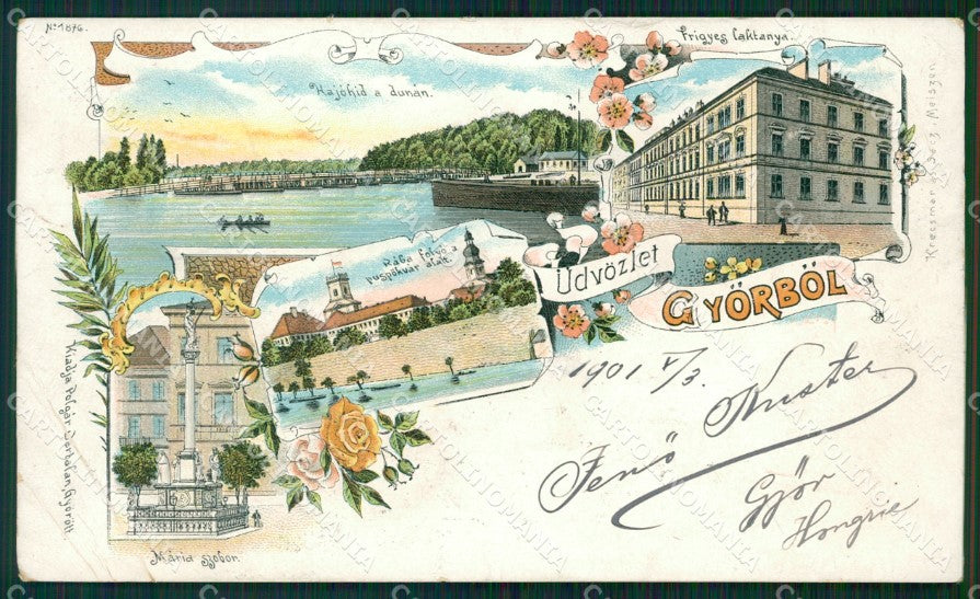 Hungary Ungheria Gyor Gruss CORNER CREASES postcard XC3157 – fronte