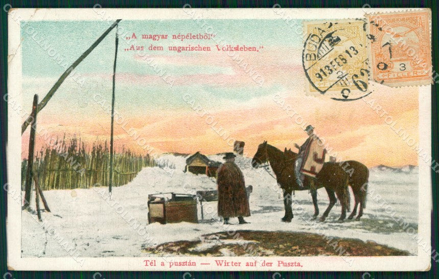 Hungary Ungheria Puszta CORNER CREASE postcard XC3239 – fronte