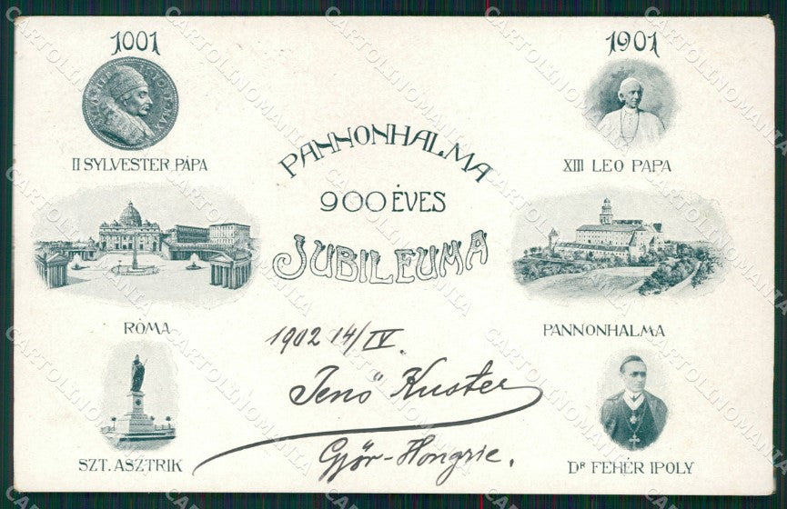 Hungary Ungheria Gyor Pannonhalma jubileum Pope postcard XC3410 – fronte