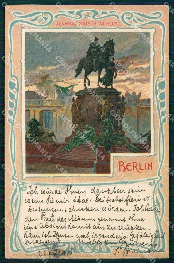 Deutschland Berlin Kaiser Wilhelm Denkmal CORNER CREASED ansichtskarten XC6908 – fronte