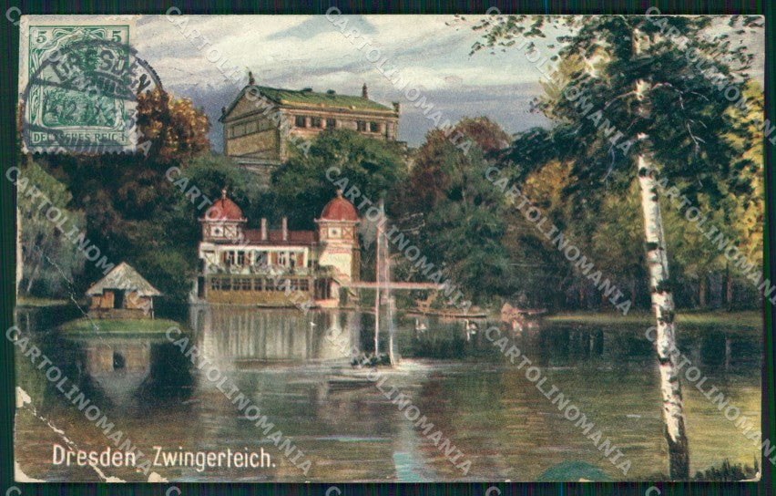 Deutschland Sachsen Dresden Zwingerteich CORNER CREASED AK ansichtskarten XC7170 – fronte