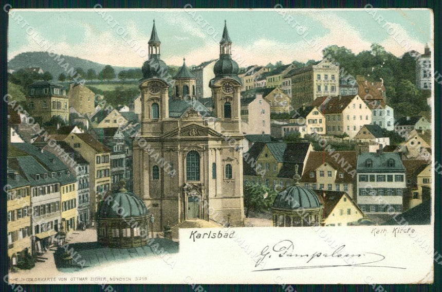 Czech Republic Karlovy Vary Karlsbad Kirche AK ansichtskarten XC7562 – fronte