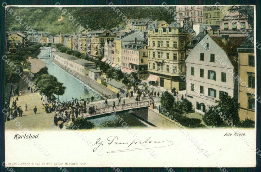 Czech Republic Karlovy Vary Karlsbad Alte Wiese AK ansichtskarten XC7564 – fronte