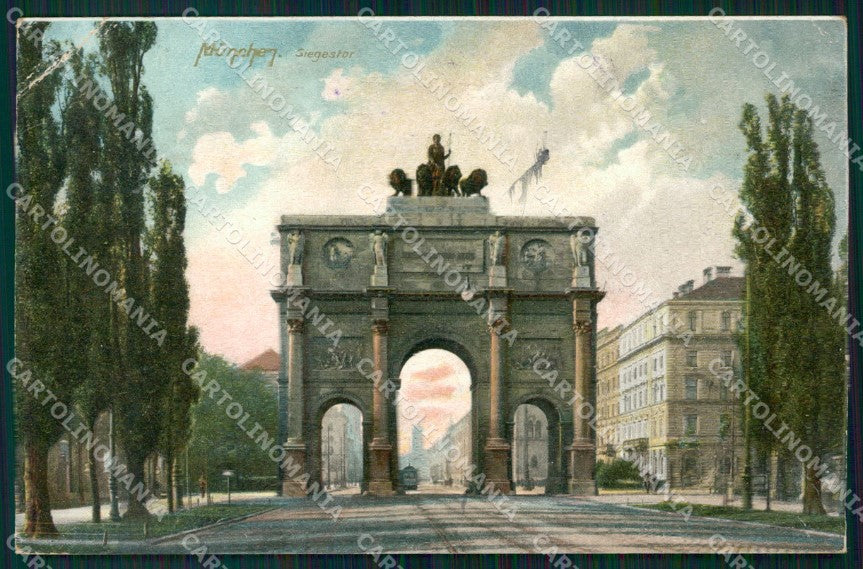 Deutschland Bayern Munchen Siegestor CORNER CREASED AK ansichtskarten XC7732 – fronte
