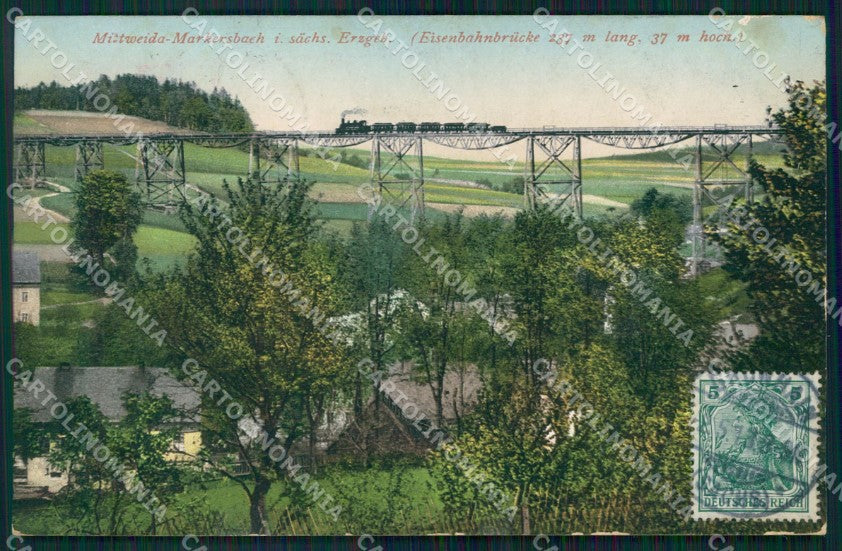 Deutschland Sachsen Mittweida Markersbach Erzgebirge Eisenbahnbrucke AK XC7892 – fronte