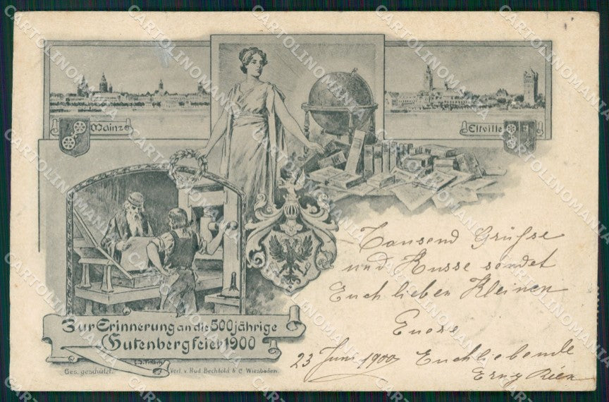 Deutschland Rheinland Pfalz Mainz Gutenbergfeier WRINKLES TEARED AK XC7895 – fronte